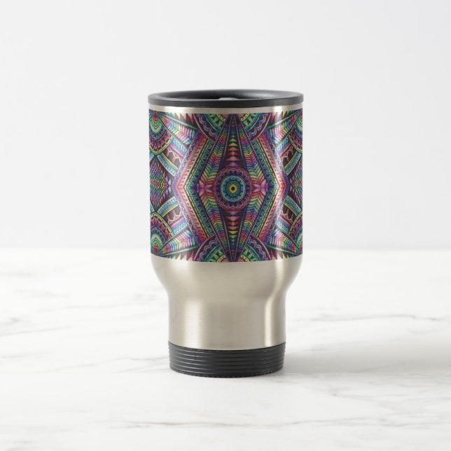 Taza De Viaje Arcoiris Reiki Chakras Arte psicodélico Kaleidosco (Centro)