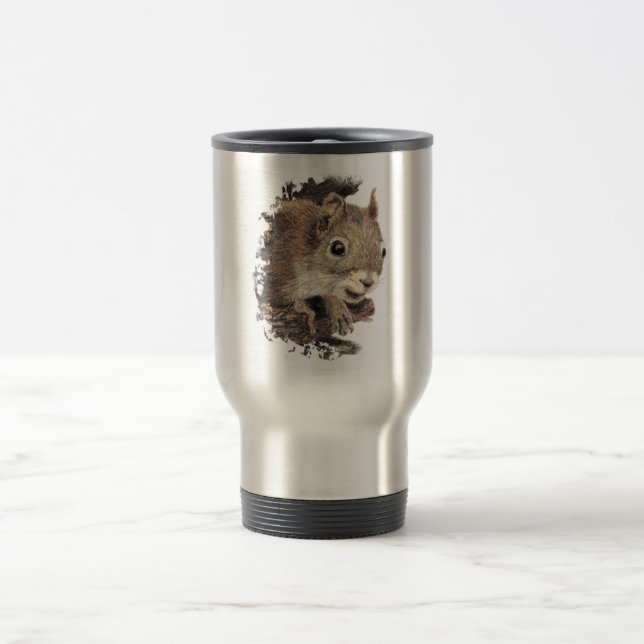 Taza De Viaje Ardilla Cuta, Naturaleza animal acuarela (Centro)