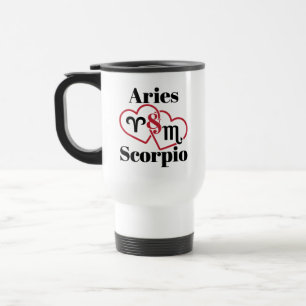 Taza De Viaje Aries y Escorpio Pareja Zodíaco Astrología Corazon