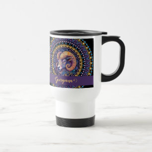 Taza De Viaje Aries Zodiac Dot Mandala