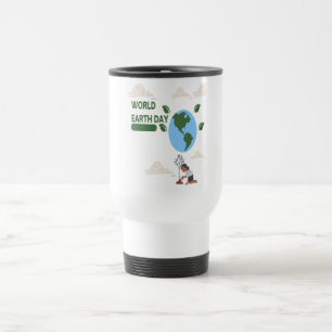 Taza De Viaje Armonía del Día de la Tierra - Ilustracion azul y