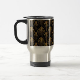 Taza De Viaje Art Deco Gold Pattern — Elegant Vintage Geometric 