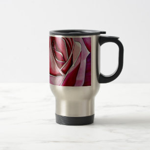 Taza De Viaje Arte abstracto de macroflor de rosa Rose acuarela