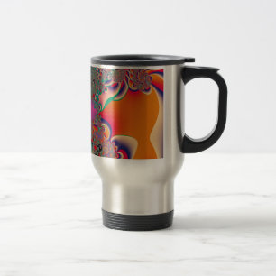 Taza De Viaje Arte abstracto fractal de meditación rojo
