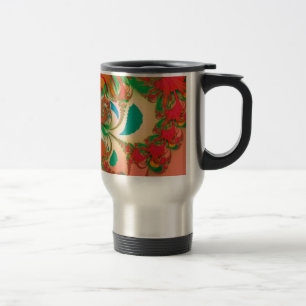 Taza De Viaje Arte abstracto fractal del búho rojo