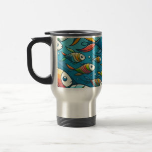 Taza De Viaje Arte colorido de peces submarinos