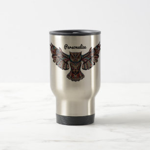 Taza De Viaje Arte de búho metalizado personalizado
