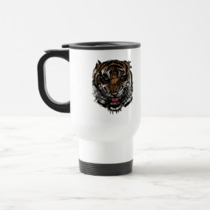Taza De Viaje Arte de cara de tigre feroz audaz depredador de la