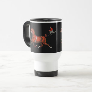 Taza De Viaje Arte de chaqueta roja corriendo caballo castaño vi