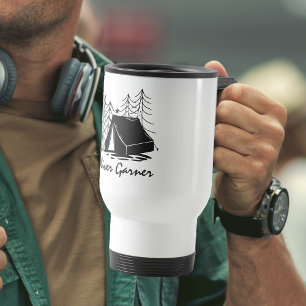 Taza De Viaje Arte de Doodle de Camping Personalizado Campamento