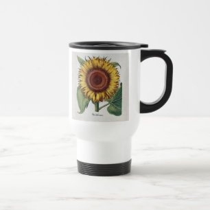 Taza De Viaje Arte de Flor de Damasco Vintage Girasol