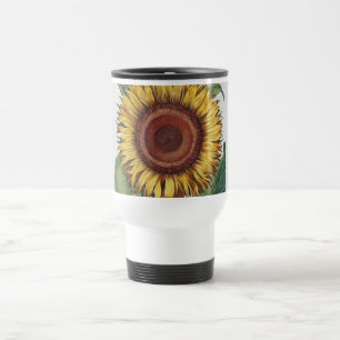 Taza De Viaje Arte de Flor de Damasco Vintage Girasol