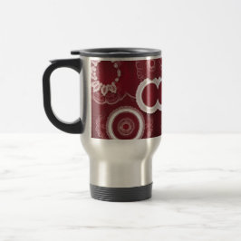 Taza De Viaje Arte de IA Dark Red Floral