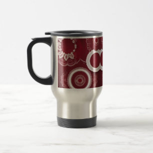 Taza De Viaje Arte de IA Dark Red Floral