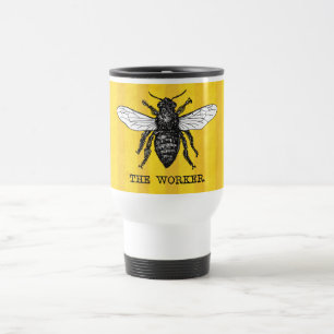 Taza De Viaje Arte de ilustración vintage de abeja trabajadora