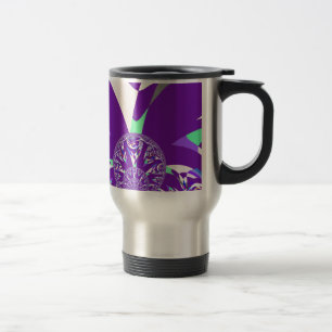 Taza De Viaje Arte de impresión caleidoscopio cian azul retro
