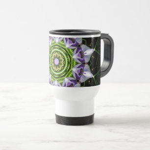 Taza De Viaje Arte de Mandala de Floral Púrpura en Calidoscopio