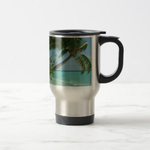 Taza De Viaje Arte de olas de agua de sol de arena de playa trop