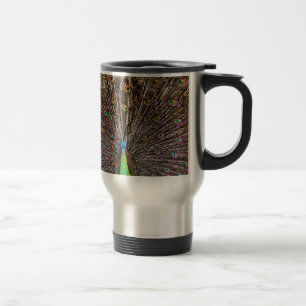Taza De Viaje Arte de pavo real elegante y plumas