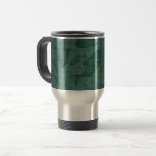 Taza De Viaje Arte de plantilla de peces acuáticos patrón de bok