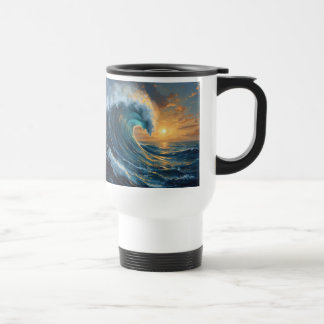 Taza De Viaje Arte de puesta de sol de ola del océano – Diseño a