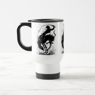 Taza De Viaje Arte de Silueta de Rodeo de Vaquero Dinámico