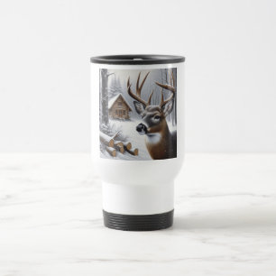 Taza De Viaje Arte de venado/buck de invierno
