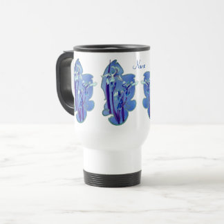 Taza De Viaje Arte floral de irlandeses azules personalizado
