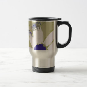 Taza De Viaje Arte floral de margarita verde oliva rosa