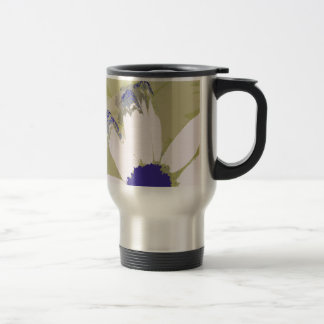 Taza De Viaje Arte floral de margarita verde oliva rosa