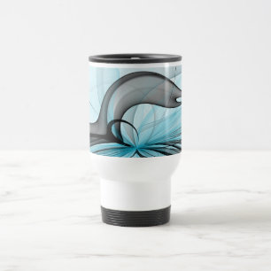 Taza De Viaje Arte fractal moderno gris antracita abstracto