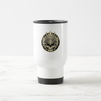 Taza De Viaje Arte Gráfico de Cráneo de Jefe Guerrero