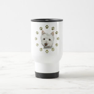 Taza De Viaje Arte lindo y patas del perro de Westie