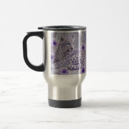 Taza De Viaje Arte majestuoso de leopardo enjoyado de púrpura re