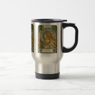 Taza De Viaje Arte Nouveau - zodiaco de Mucha - penacho del La