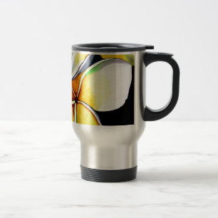 Taza De Viaje Arte original de flor frangipano amarillo tropical
