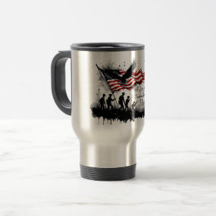 Taza De Viaje Arte Patriótico del 4 de Julio con Bandera y Solda