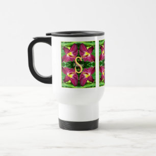Taza De Viaje Arte personalizado de lirio de día con monograma i