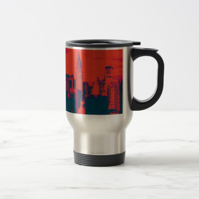Taza De Viaje Arte pop de estilo retro rojo punteado en Nueva Yo (Derecha)