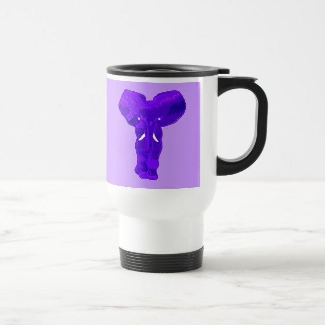 Taza De Viaje Arte púrpura del elefante en las camisetas, ropa (Derecha)