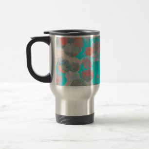 Taza De Viaje Arte rojo azul de estampado floral/floral romántic