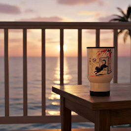 Taza De Viaje Artistic Cherry Blossom Cat Soccer for art lovers