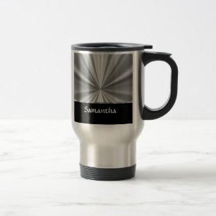 Taza De Viaje aspecto plateado y negro
