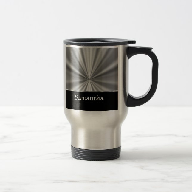 Taza De Viaje aspecto plateado y negro (Derecha)