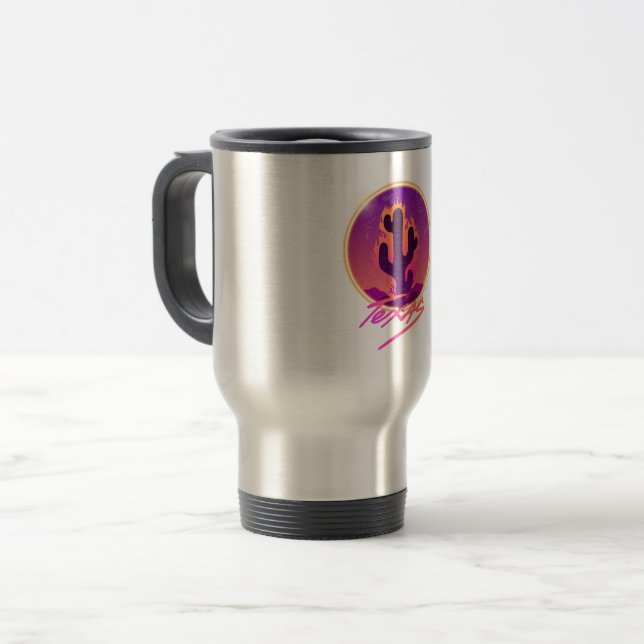 TAZA DE VIAJE ATARDECER DE NEÓN DE CACTUS (Anverso izquierdo)