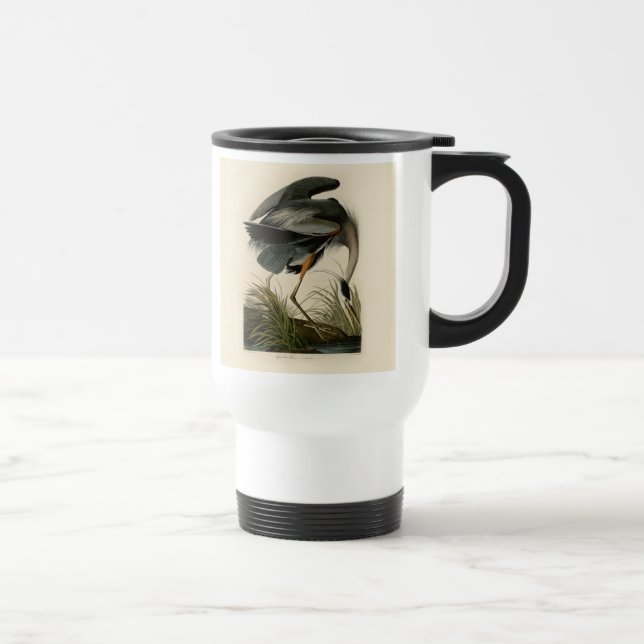 Taza De Viaje Audubon Great Blue Heron Marsh Bird (Derecha)