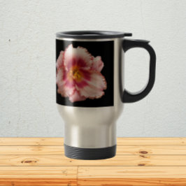 Taza De Viaje Auge diurno rosado en flor negra