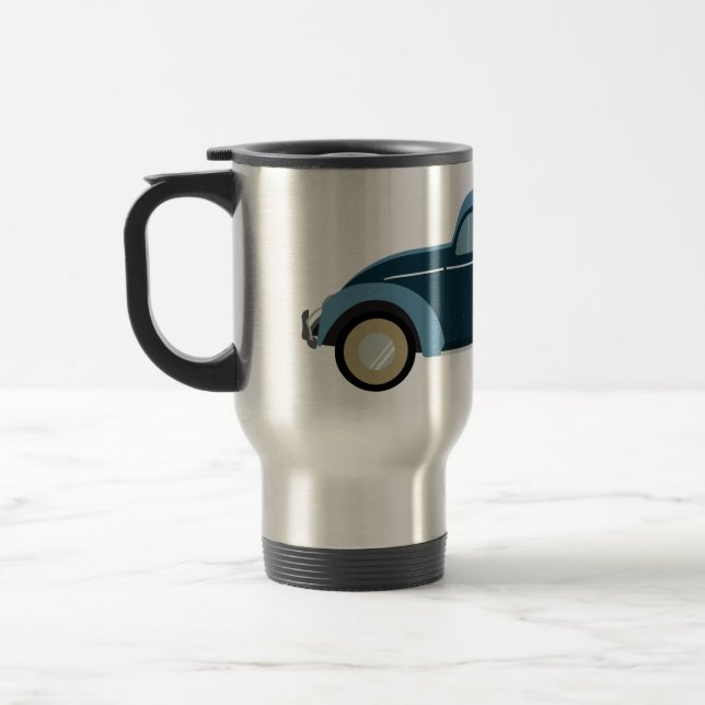 Taza De Viaje auto retro azul fresco con escoria (Izquierda)
