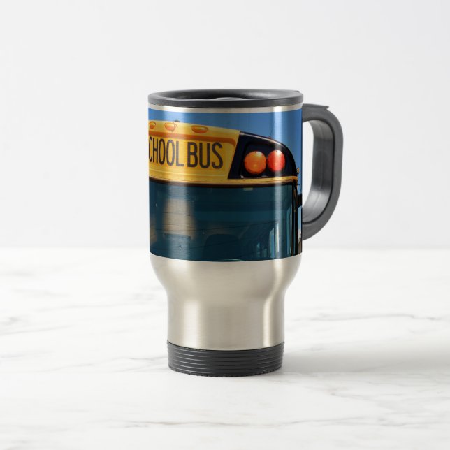 Taza De Viaje Autobús escolar con luces ámbar y rojas (Anverso derecho)