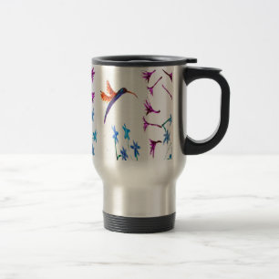 Taza De Viaje Ave Art Hummingbird Flores Flores Florales